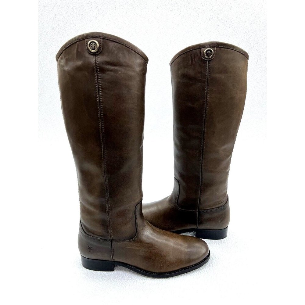 Frye Womens Tall Riding Boots Melissa 2 Button Pull-On Equestrian Boot Leather 7